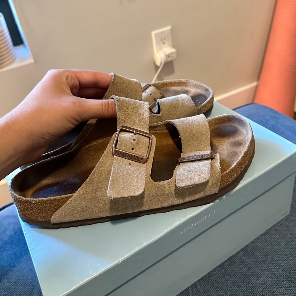 Thoroughly used and loved Birkenstocks with some life left!